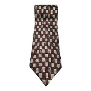 Vintage Burgundy Geometric Silk Tie 90s Power Tie Conte di Milano 4x58 Office